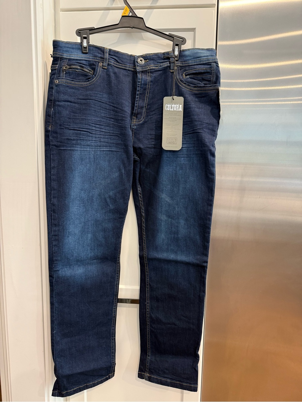 Men's Cultura Dark Blue Slim Fit Stretch Jeans, Size 34/32
